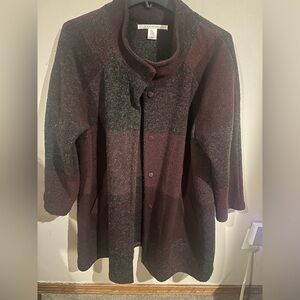 Max Studio Burgundy and Charcoal Coat